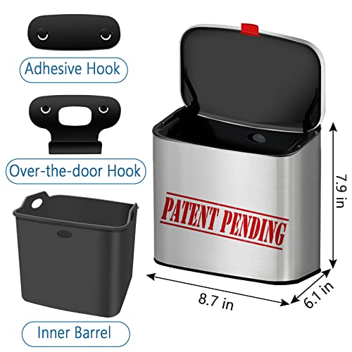 Kitchen Hanging Compost Bin, 4L/1.05Gal Stainless-Steel Small Trash Can With Lid For Counter Top & Under Sink, 2 In 1 Detachable Indoor Compost Bin For Cupboard/Kitchen/Bedroom/Camping #TOP5