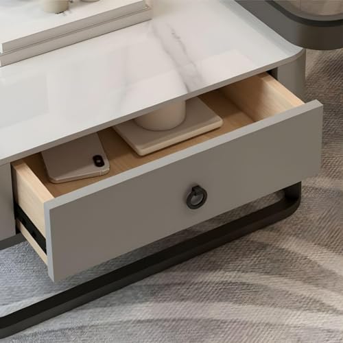 Image of 20 inchx20 inch Handmade Drawer Square Coffee Table /Nesting Table /Side Table /Center Table with Marble Finish Top for Living Room /Drawing Room