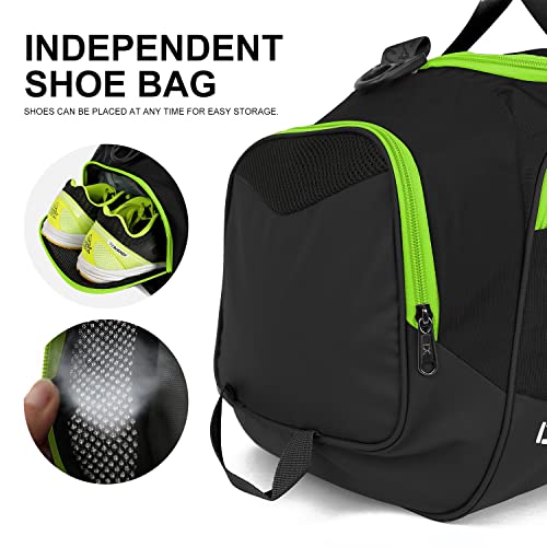 Sports Gym Bag，INOXTO Travel Duffel Bag with Dry Wet Pocket And Shoe CompartmentFor Women and Men，40L/55L Fitness Waterproof Weekender Bag For Swim Sports Travel Working Out (Black green, 40L)4