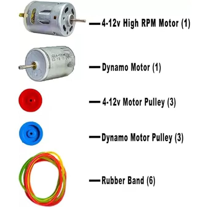 TESTIN ELECTRONICS Dynamo Motor, 4-12v DC Motor & Other Electricity Generator Making Project Kits Electronic Experiment kit for Kids 2