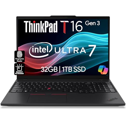 Image of Oemgenuine Lenovo ThinkPad T16 Gen 3 16 inch WUXGA IPS Display, Intel Ultra 7-155U (Beats i7-1355U), 32GB DDR5, 1TB NVMe, Webcam, WiFi 6E + BT, RJ-45, Backlit KB, FP Reader, W11P, Business Laptop