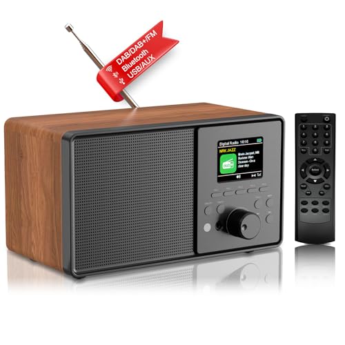 PAZEAU DAB+/FM Digitalradio mit Bluetooth 5.0,DAB Plus Nostalgie Radio,Küchenradio Vintage-Radiowecker mit Sleeptimer Alarm Snooze, Tragbarer Retro Radio Fernbedienung Farbdisplay USB/Aux-In PAZEAU DAB+/FM Digitalradio mit Bluetooth 5.0,DAB Plus Nostalgie Radio,Küchenradio Vintage-Radiowecker mit Sleeptimer Alarm Snooze, Tragbarer Retro Radio Fernbedienung Farbdisplay USB/Aux-In