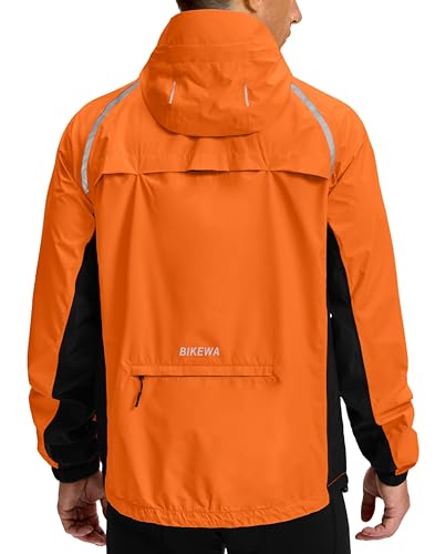 Image of Bikewa Men's Cycling Rain Jackets Waterproof Running Bike Windbreaker Lightweight Packable Hooded Jacket