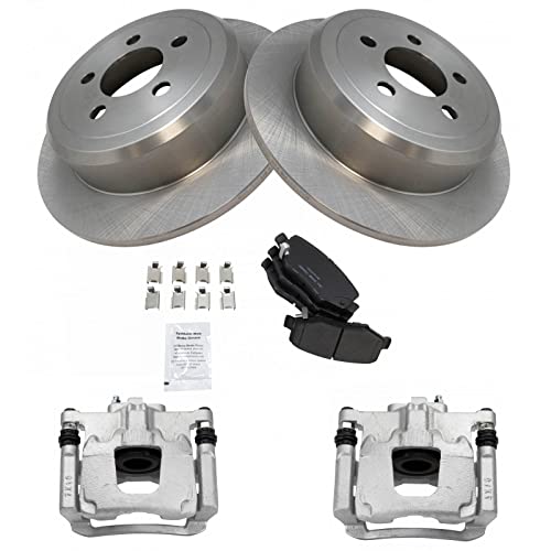 Image of TRQ Rear Brake Pad and Rotor Set Ceramic Rotors Calipers