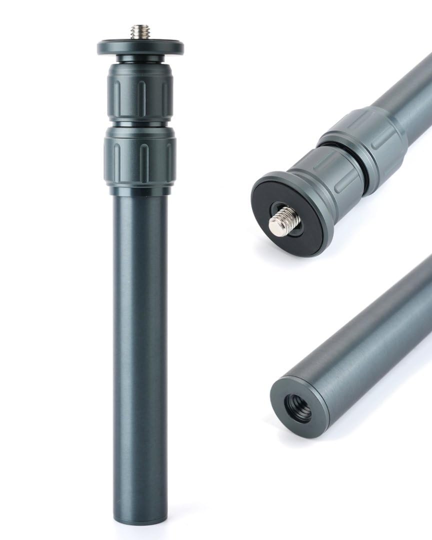 Rallonge de Trépied en Aluminium, Base Commutable 1/4" et 3/8", Longueur Maximale 46,5 cm, Capacité de Charge 3 kg