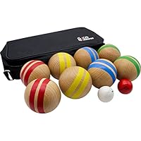 GICO Boccia Spiel aus Massivholz, gestreift mit 8 Kugeln, Durchmesser 7 cm. Made in EU -Spiel gut Auszeichnung- 3021
