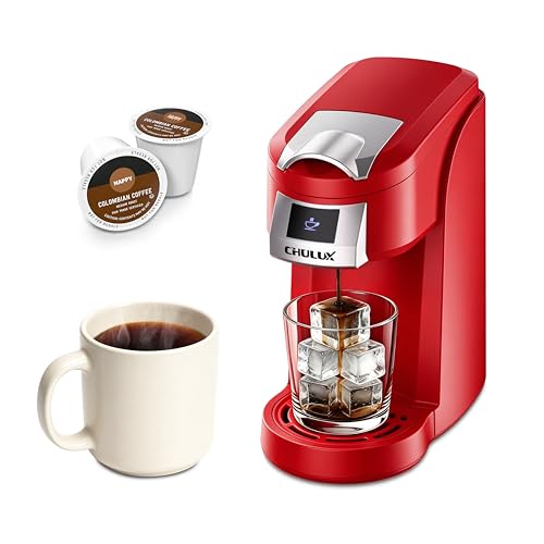 CHULUX Lite Single Serve Coffee Maker for K Cup with One Touch Brew Red