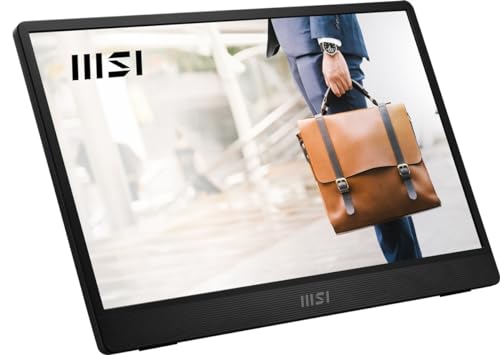 Image of MSI PRO MP161 15.6 Inch Full HD Portable Monitor - 1920 x 1080 IPS Panel, 60Hz, Eye-Friendly Screen, Built-in Speakers, Display Kit Support, Fold-Out Kickstand, 1 x Mini-HDMI 2.0b, 2 x Type C