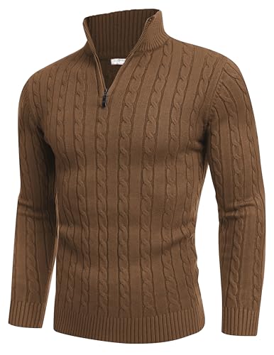 COOFANDY Men's Mock Neck Sweaters Quarter Zip Slim Fit Sweater
