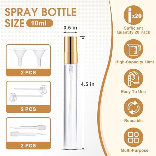 BESNEL Mini Glass Spray Bottle 20pcs 10ml Clear Perfume Spray Bottle Empty - 1