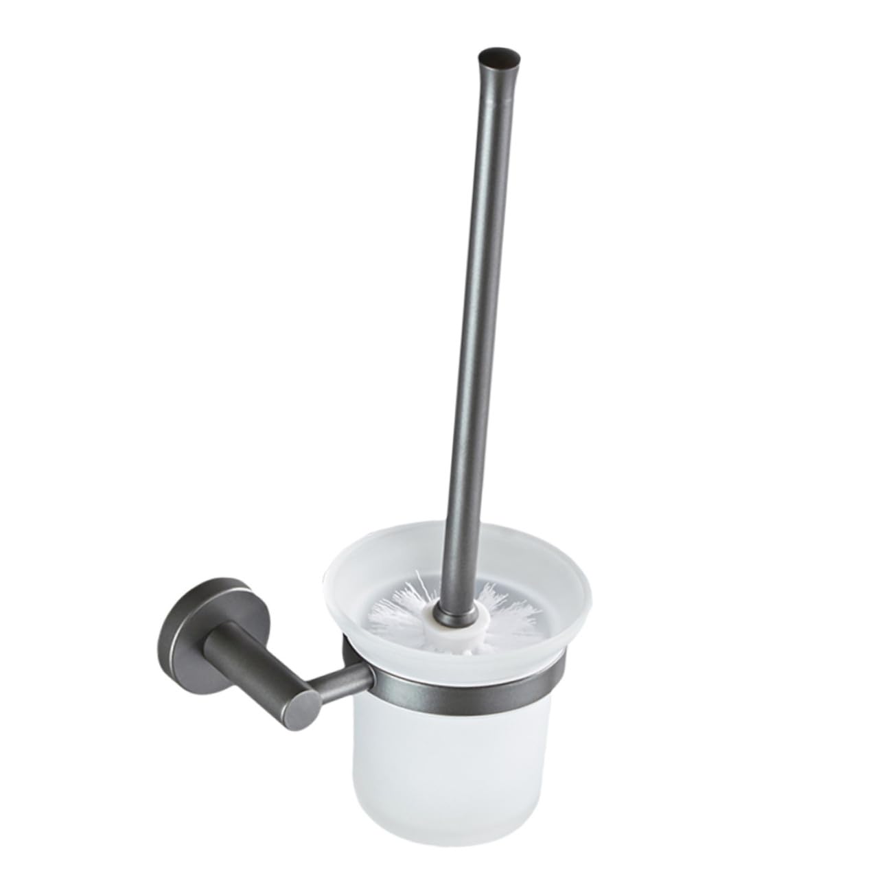 Cepillo de Limpieza para Inodoro Diseño Simple con Base de Vidrio y Mango de Cobre y Montado en Pared para Limpieza Baño
