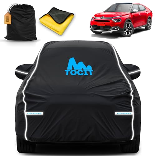 Image of Citroenn C3X Waterproof Long Life Car Cover with Safety Glow Reflective Strap, Premium Velvet Velour Fabric, Soft & Stretchable, Machine Washable, Tri-Stitch Custom Fit with Mirror Pocket