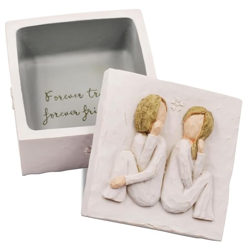 AcowSpt Best Friend Birthday Gifts for Women, Friend Gifts for Women, Gift for Sister, Sculpted Hand-Painted Keepsake Box