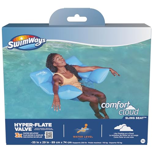 Swimways Comfort Cloud Sling Seat Pool Chair with Fast Inflation & Arm Support, Inflatable Pool Floats for Adults - image 7