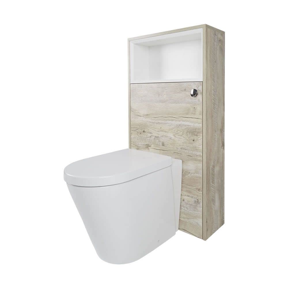Milano Light Oak Bexley 600Mm Bathroom Toilet Wc Unit Shelf Back To Wall Pan