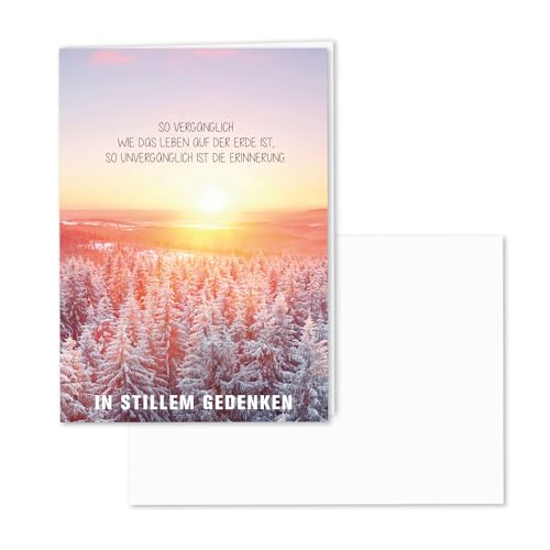 younikat Würdevolle Trauerkarte mit Umschlag I DIN A6 I Natur-Papier I Matt I Beileidskarte Kondolenzkarte mit Natur-Motiv I hochwertig, modern I In stillem Gedenken dv501