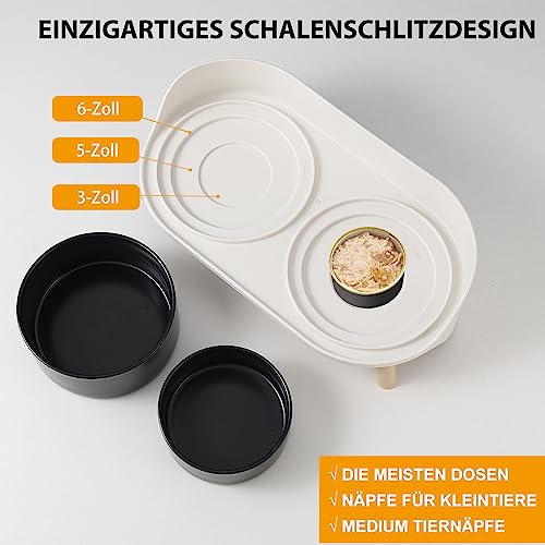 Katzen Napfset Katzennapf Erhöht Keramik - Doppelt Katzennäpfe mit Rutschfestem Ständer und Spritzschutz - Fressnapf Katze Napf - Futternapf Wassernapf Set für Katzen Welpen Kleine Hunde - 2 x 480 ML