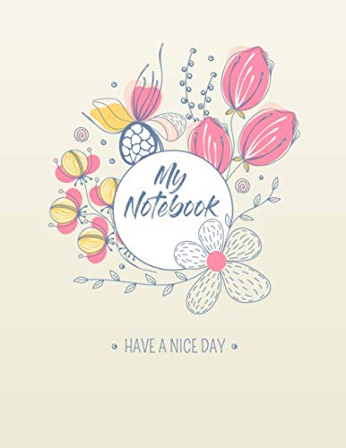 Women's Teen Girls Cute Notebook, 8.5" x 11" and 120 Lined Pages, Wildflowers