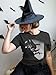 UYIQL Halloween Shirts for Women Scary Witch Shirts Wizard Shadow Graphic Short Sleeve Tops Black L