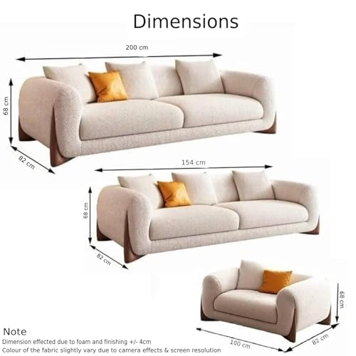 Image of Boucle Fabric Modern Design Sofa with Pillow or Strong Woden Legs Best for Living Room, Halways, Garden (3+2+1 Seater)