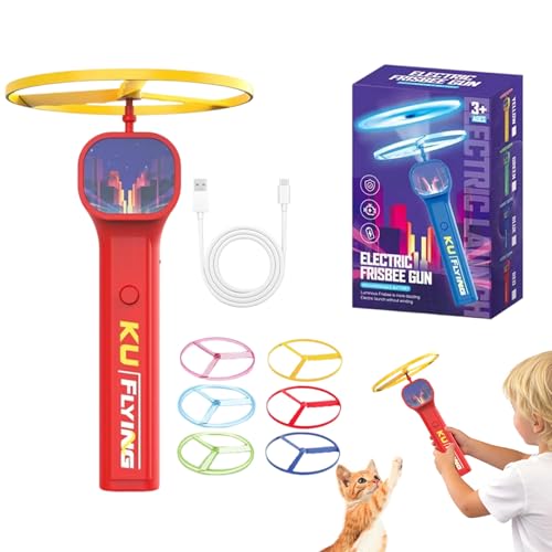 Cat Fetch Toy - Rechargeable Disc Launching Toy - Long-Lasting Cat Training Flying Saucer - For Indoor Play Yard Pet Exercise Tr