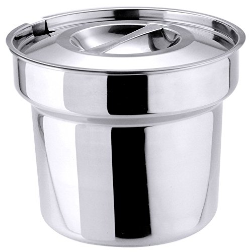 Bain Marie Topf aus Edelstahl, Suppenmarmite, hochglanzpoliert mit Deckel oder Einsatz für zwei Töpfe | ERK (A1 - Bain Marie Topf)