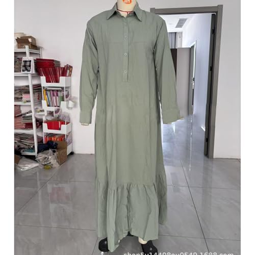 Robe en coton et lin ample coupe longue style décontracté