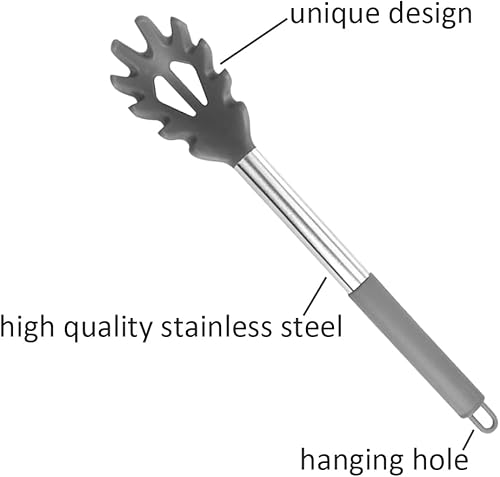 Miniatura 4 de Tenedor de pasta de silicona, servidor de espagueti, cuchara profesional para servidor de pasta, cuchara de fideos resistente al calor, colador de