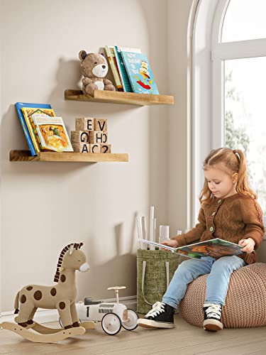 Amada Homefurnishing Floating Shelves, Wood Hanging Wall Shelves For Storage, Wall Mounted Shelves For Bathroom, Living Room, Kitchen, Bedroom, Office, Wall Shelf Set Of 2, Amfs25 #TOP3