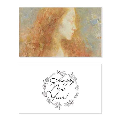 Tarjeta conmemorativa de año nuevo Long Hair Beauty XJJ: celebra con arte de pintura al óleo