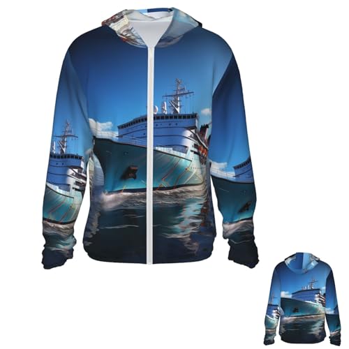 NONHAI Men's Sun Protection Jacket UPF 50+ Full Zipper Long Sleeve UV Hoodie Shirt Ocean Ferry Boat Women's Outdoor Jacket