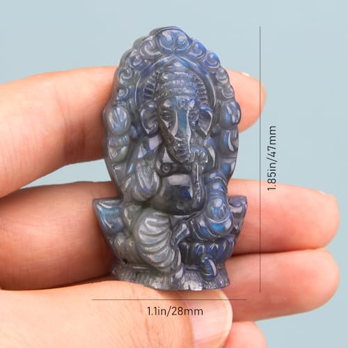 Estatua pequeña de Ganesha de Labradorita natural miniatura 2