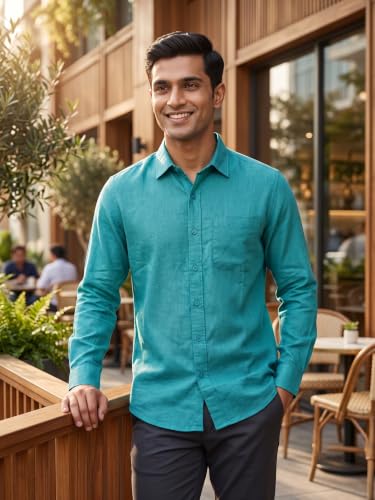 Image of Men's Regular Fit 100% Cotton Solid Casual Shirt
