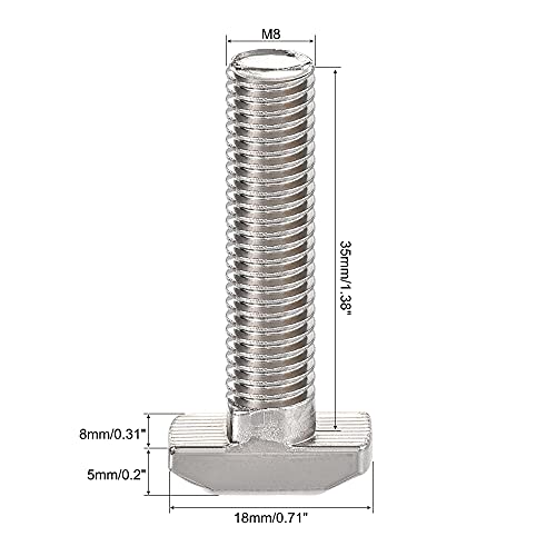 Image of uxcell M8x35mm T-Slot Drop-in Stud Sliding Bolt Screw Carbon Steel for 40 Series Aluminum Profile 10pcs