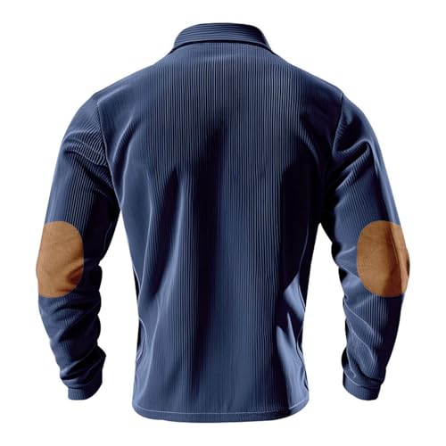 evzosrz Mens Casual Corduroy Pullover Long Sleeve Quarter Button Up Sweatshirt Fall Warm Casual Polo Sweaters3