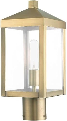 Livex Lighting 1 linterna de poste superior de latón antiguo para exteriores