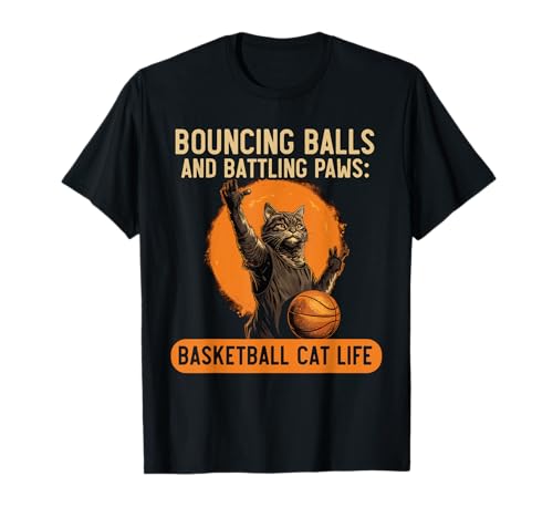 Basketball Cat T-Shirt I Love Basketball Men Women Kids