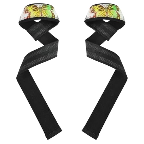 STAYTOP Beautiful Green Butterfly Wrist Straps for Weightlifting,Lifting Straps with Neoprene Cushioned Wrist Padded and Anti-Skid Silicone for Strength Training,Bodybuilding,Deadlifting