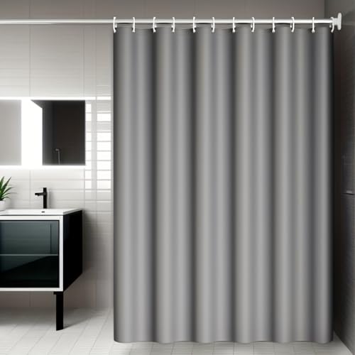 EIWAXU Cortina de Ducha de baño Gris de Estilo Moderno, mampara de baño, Cortinas de Ducha de Tela Gris 175x195cm/69x77in(WxH)