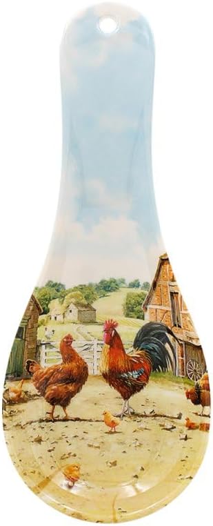 The Leonardo Collection Cockerel & Hen Spoon Rest for Kitchen & Home | Lovely Spoon Holder for Kitchen Accessories | Designed by Macneil Studios | Heat Resistant Spoon Rest for All Types of Spoons