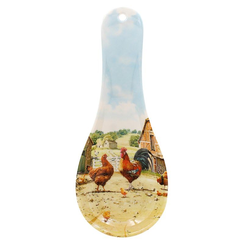 The Leonardo Collection Cockerel & Hen Spoon Rest for Kitchen & Home | Lovely Spoon Holder for Kitchen Accessories | Designed By Macneil Studios | Heat Resistant Spoon Rest for All Types of Spoons