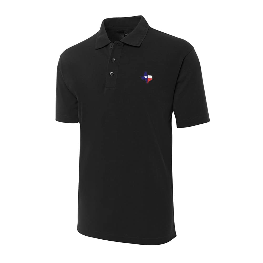 FANNOO Texas Star Embroidery Polo Shirt for Men-Men's Texas Map Pattern Embroidered Short Sleeve Shirt Regular-Fit Golf Polo