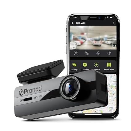 Image of PRONOD Dash Cam for Car Front and Rear | UHD Resolution Dashcam for Car with Mic | Screen, GPS Tracking, Night Vision, WiFi App Control, 24H Parking Mode, Supports 512GB (DVR WiFi 2K)