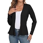 GRECERELLE Women Lightweight Casual Long Sleeves Cropped Cardigan Open Front Peplum Knit Sweater Outwear - Image 2