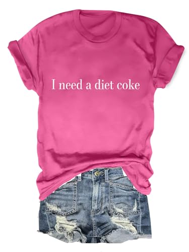 GAQEUWR Women Summer Tops, I Need A Coke Shirt, Crew Neck Short Sleeve Blouse Funny Letter Print Shirts Tees
