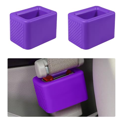 Image of Augeny 2 PCS Seat Belt Buckle Holder, Silicone Auto Rear Seatbelt Buckle Booster to Makes Receptacle Stand Upright for Easy Access, Universal Vehicle Seatbelt Buckle for Kids (Purple)