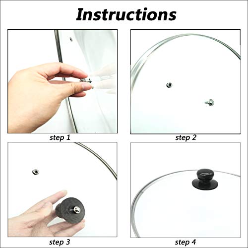 4 Pack Pot Lid Knobs with Knobs Replacement Set, Universal Kitchen Cookware Lid Replacement Knobs Casserole Kettle Cover Glass Saucepan Pot Lid Cover Knob Handle Holding, Black Main Image