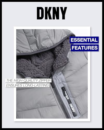 DKNY Boys' Puffer Jacket - Full Zip Up Hooded Reversible Puffer to Sherpa Winter Jacket - Heavyweight Jackets for Boys (8-20)3