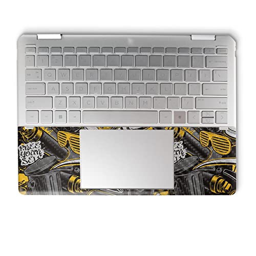 Image of MightySkins Carbon Fiber Skin Compatible with HP Spectre x360 14 inch (2022) Full Wrap Kit - Yellow Hip Hop | Protective, Durable Textured Carbon Fiber Finish | Easy to Apply | Made in The USA