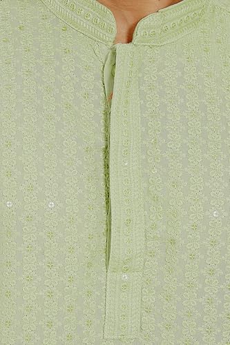 Image of DIVISIVE Men's Sequince Embroidered Cotton Blend Only Slim Fit Kurta